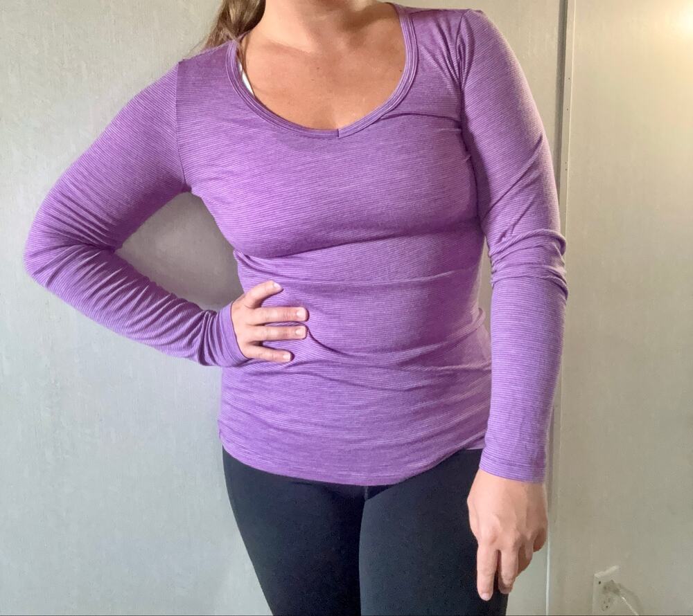 Woolx Remi Merino Wool Long Sleeve Scoop Neck Purple Size Small